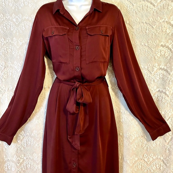 NWT Side Stitch Los Angeles, Burgundy, Button Down Shirt Dress- XS - Picture 2 of 8